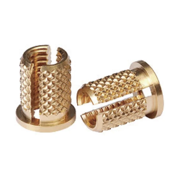 Flanged press-in expansion brass insert